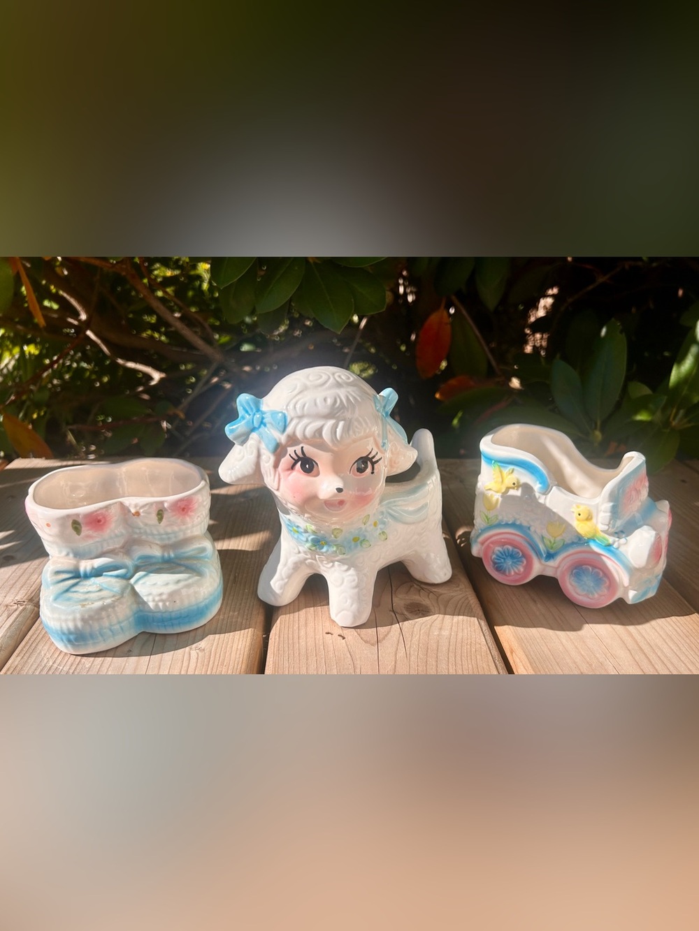3 Vintage Kitsch Nursery Themed Anthropomorphic Ceramic Containers • RELPO